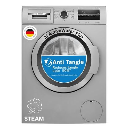 Bosch  7 కిలోల 5 స్టార్ ఫుల్లీ-ఆటోమేటిక్ ఫ్రంట్ లోడింగ్ వాషింగ్ మెషిన్ (WAJ24266IN, సిల్వర్, AI యాక్టివ్ వాటర్ ప్లస్, ఇన్-బిల్ట్ హీటర్, BLDC ఇన్వర్టర్ మోటార్, స్టీమ్) యొక్క చిత్రం