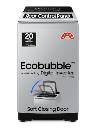 శామ్సంగ్ 7 కిలోలు, ఎకో బబుల్ టెక్నాలజీ, డిజిటల్ ఇన్వర్టర్ మోటార్, సాఫ్ట్ క్లోజింగ్ డోర్, ఫుల్లీ-ఆటోమేటిక్ టాప్ లోడ్ వాషింగ్ మెషిన్ (WA70BG4441YYTL, లావెండర్ గ్రే) యొక్క చిత్రం