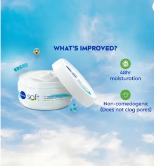 ముఖం, చేతులు & శరీరానికి నివియా సాఫ్ట్ లైట్ మాయిశ్చరైజర్ క్రీమ్ 100 మి.లీ. యొక్క చిత్రం