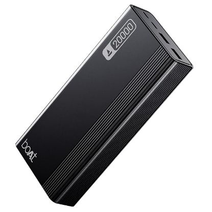boAt Energyshroom PB401 20000mAh పవర్ బ్యాంక్ | మైక్రో USB మరియు టైప్ C (2-వే ఇన్‌పుట్ పోర్ట్‌లు), 22.5W, 3X అవుట్‌పుట్ పోర్ట్‌లు, టాబ్లెట్‌లు, స్మార్ట్‌ఫోన్‌లు, ఇయర్‌బడ్‌లు, స్మార్ట్‌వాచ్ (కార్బన్ బ్లాక్) తో అనుకూలమైనది యొక్క చిత్రం