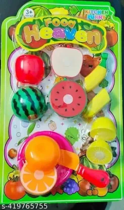 వన్ స్టాప్ టాయ్స్ ప్లాస్టిక్ కట్టింగ్ ఫ్రూట్ సెట్, కత్తి మరియు కట్టింగ్ బోర్డ్‌తో ముక్కలు చేయదగినవి, పిల్లలు మరియు పిల్లలకు మల్టీకలర్ పండ్లు యొక్క చిత్రం