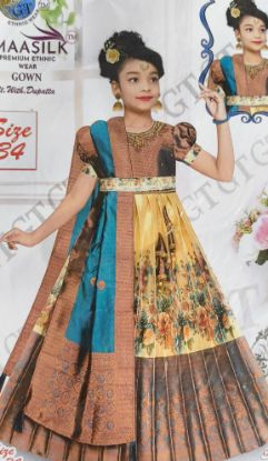 ప్రీమియం సిరీస్ గర్ల్స్ డిజైనర్ ఎత్నిక్ వేర్ లెహెంగా చోలి విత్ దుపట్టా సెట్". యొక్క చిత్రం