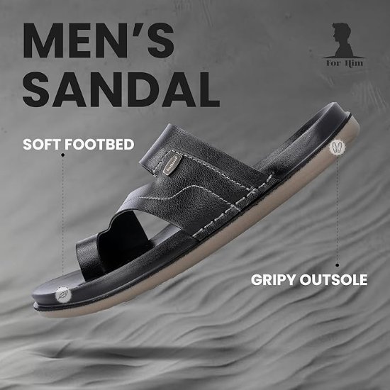 పురుషుల కోసం WALKAROO కంఫర్ట్ శాండల్|క్లౌడ్‌స్టెప్ డ్యూయల్-డెన్సిటీ PU సోల్ – అల్టిమేట్ కంఫర్ట్|స్టైలిష్ క్యాజువల్ వేర్|WE1335|నలుపు యొక్క చిత్రం