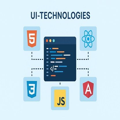 UI-టెక్నాలజీలు (HTML+css+js+బూట్‌స్ట్రాప్+కోణీయ/రియాక్ట్) యొక్క చిత్రం