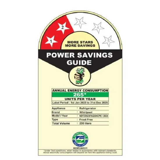 వర్ల్‌పూల్ 235 L ఫ్రాస్ట్ ఫ్రీ డబుల్ డోర్ 2 స్టార్ రిఫ్రిజిరేటర్ (278LH PRM SHIRE SE(2s)-TL(22130)) యొక్క చిత్రం