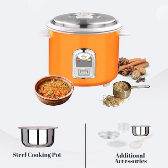 JAOHN CCOOK ఆటోమేటిక్ ఎలక్ట్రిక్ రైస్ కుక్కర్ 1.8 లీటర్ అంటే ఉత్పత్తికి 1 సంవత్సరం మరియు తాపన మూలకానికి 5 సంవత్సరాలుగా కనిపిస్తుంది. యొక్క చిత్రం