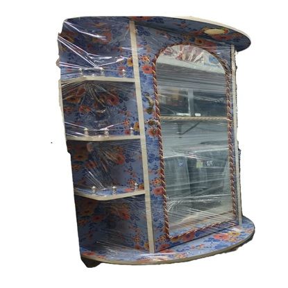 స్టైలిష్ 2.5 అడుగుల కార్నర్ యూనిట్ వార్డ్‌రోబ్, డిజైనర్ నీలిరంగు పూల నమూనాతో, ఇంటిగ్రేటెడ్ పూర్తి-పొడవు అద్దం & మల్టీ-టైర్ షెల్ఫ్‌లు, బెడ్‌రూమ్ & లివింగ్ రూమ్ డెకర్‌కి అనువైనది యొక్క చిత్రం