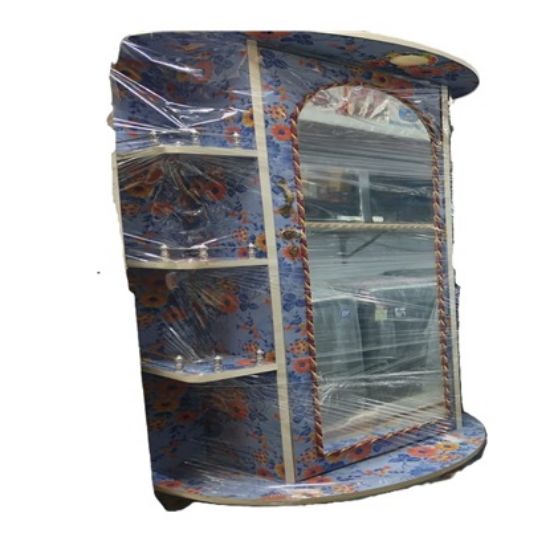 స్టైలిష్ 2.5 అడుగుల కార్నర్ యూనిట్ వార్డ్‌రోబ్, డిజైనర్ నీలిరంగు పూల నమూనాతో, ఇంటిగ్రేటెడ్ పూర్తి-పొడవు అద్దం & మల్టీ-టైర్ షెల్ఫ్‌లు, బెడ్‌రూమ్ & లివింగ్ రూమ్ డెకర్‌కి అనువైనది యొక్క చిత్రం