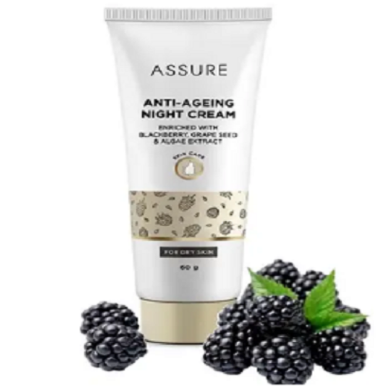 అష్యూర్ యాంటీ ఏజింగ్ నైట్ క్రీమ్ (పండ్ల సారం, విటమిన్ B3) (60 గ్రా) యొక్క చిత్రం